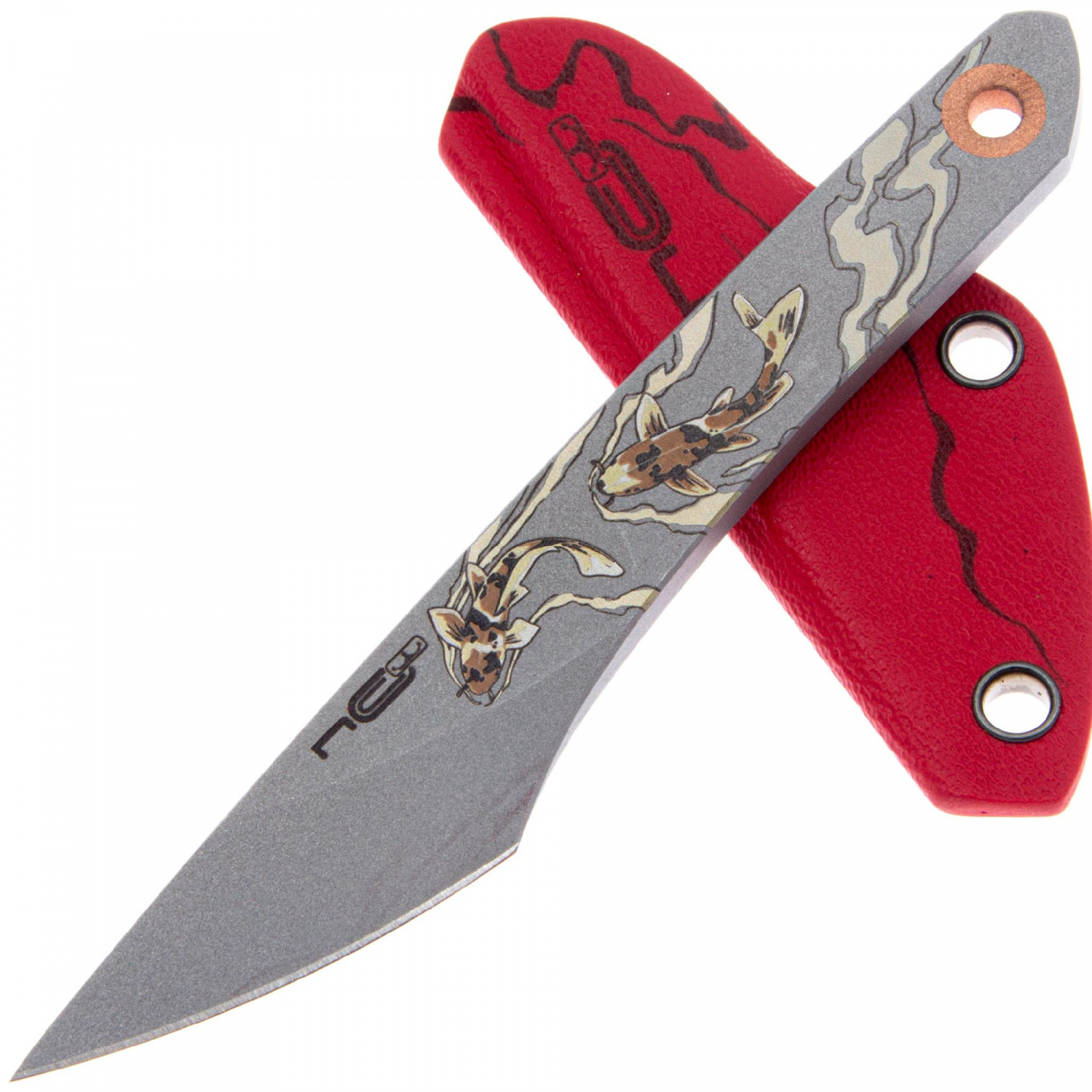 нож киридаши "koi" bead blast,red фото